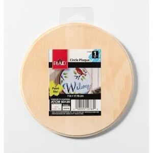 PLAID 7” Circle Wooden Plaque - Natural Wood for Sign, Arts & Crafts Projects